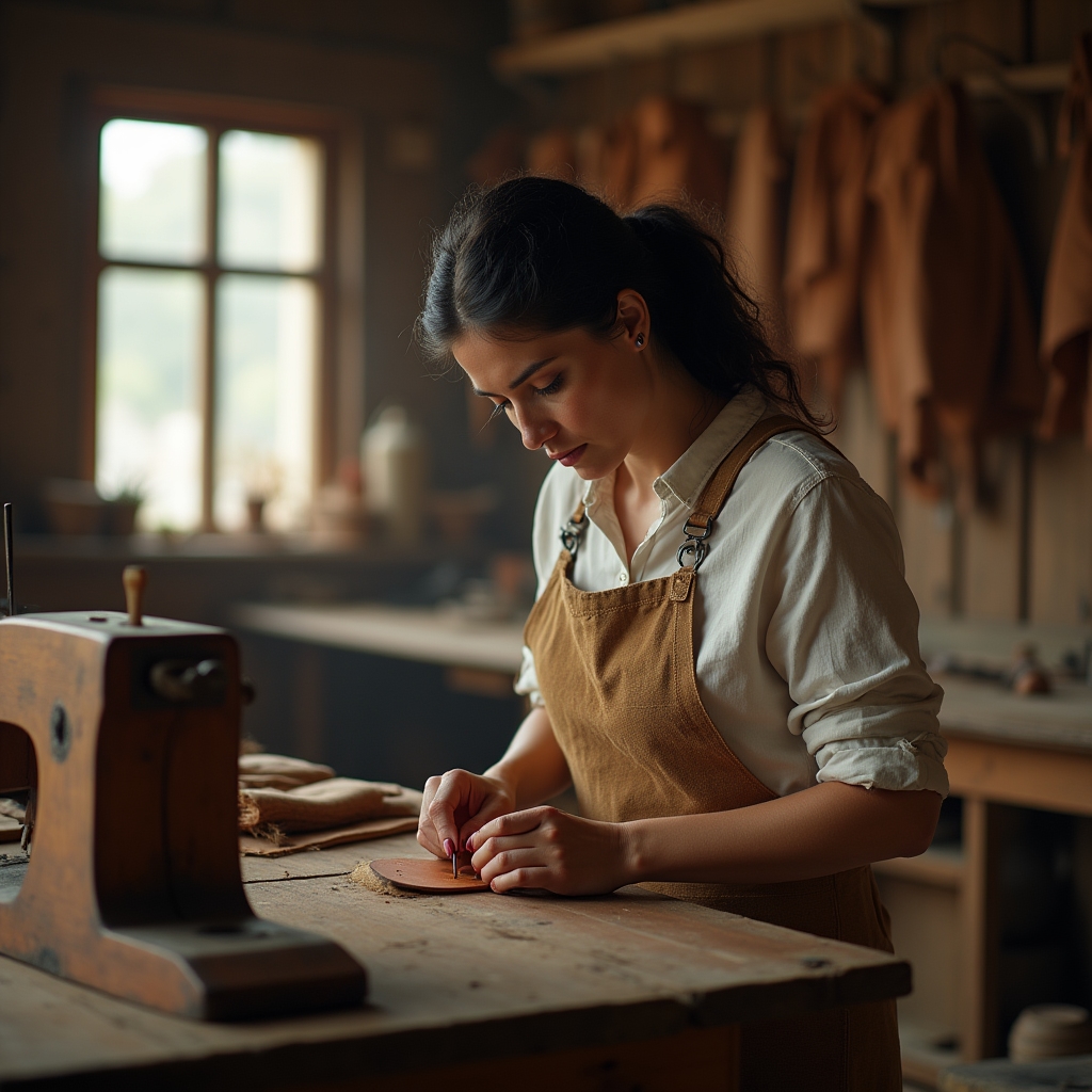 Zapatero trabajando una suela cosida a mano sobre una horma de madera en un taller de Donostia